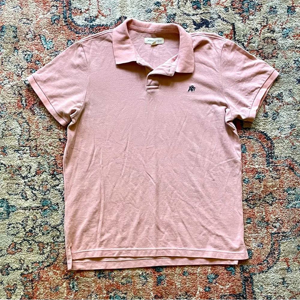 Aeropostale pink mens polo